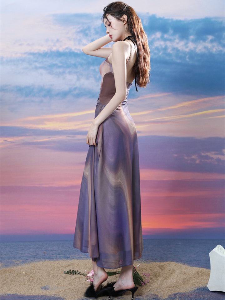 WLS City Island Diary Off-Shoulder Suspender Dress