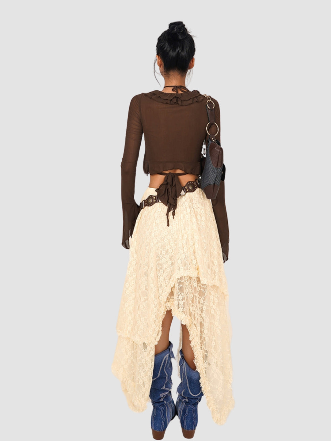 WLS Retro Nomadic Mesh Irregular Long Skirt