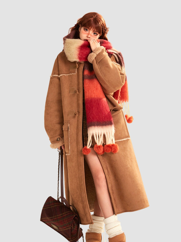 WLS Colorful Striped Fur Ball Soft Scarf