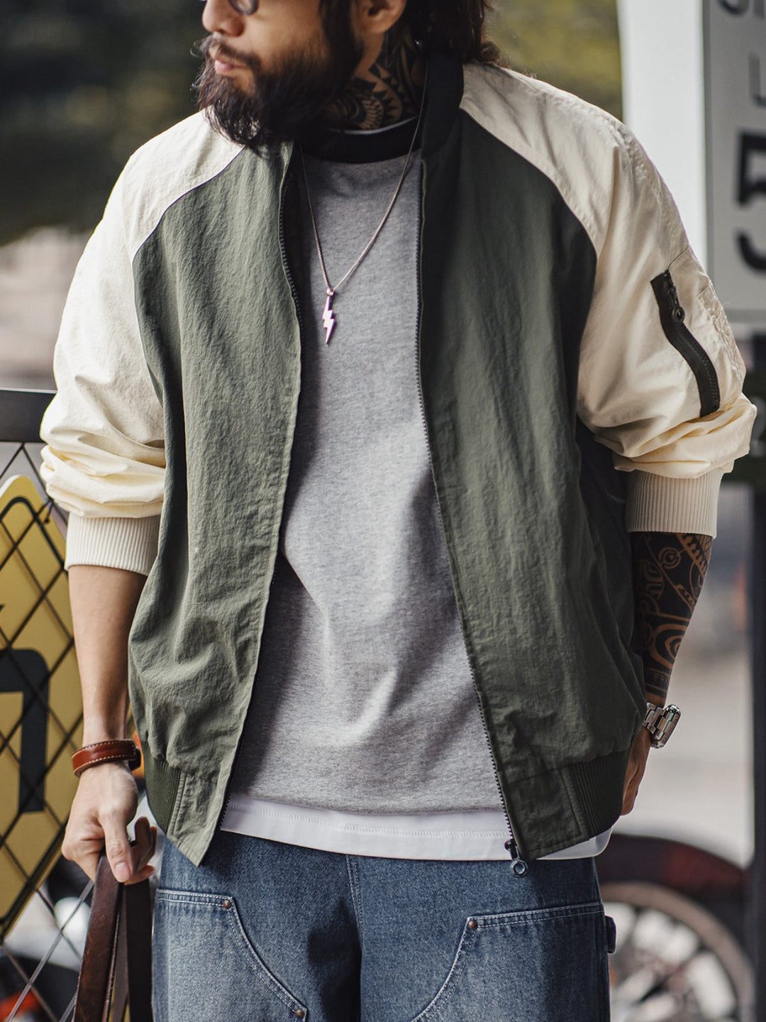 WLS Contrast Raglan Baseball Jacket