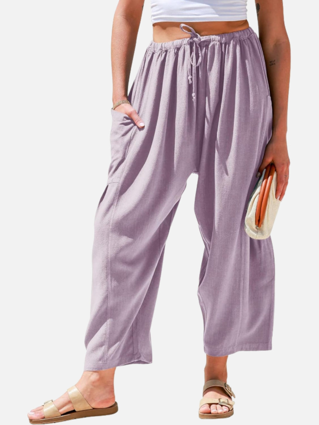 LinenEase High-Waist Harem Trousers
