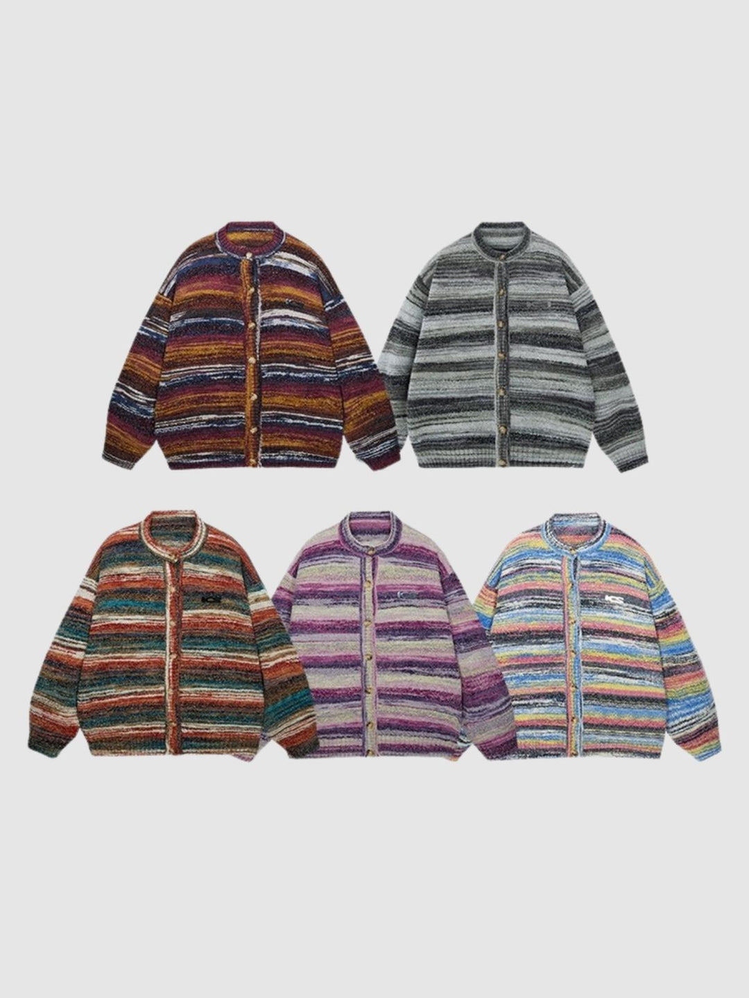 We Love Street Colorful Gradient Striped Cardigan Retro Knitted