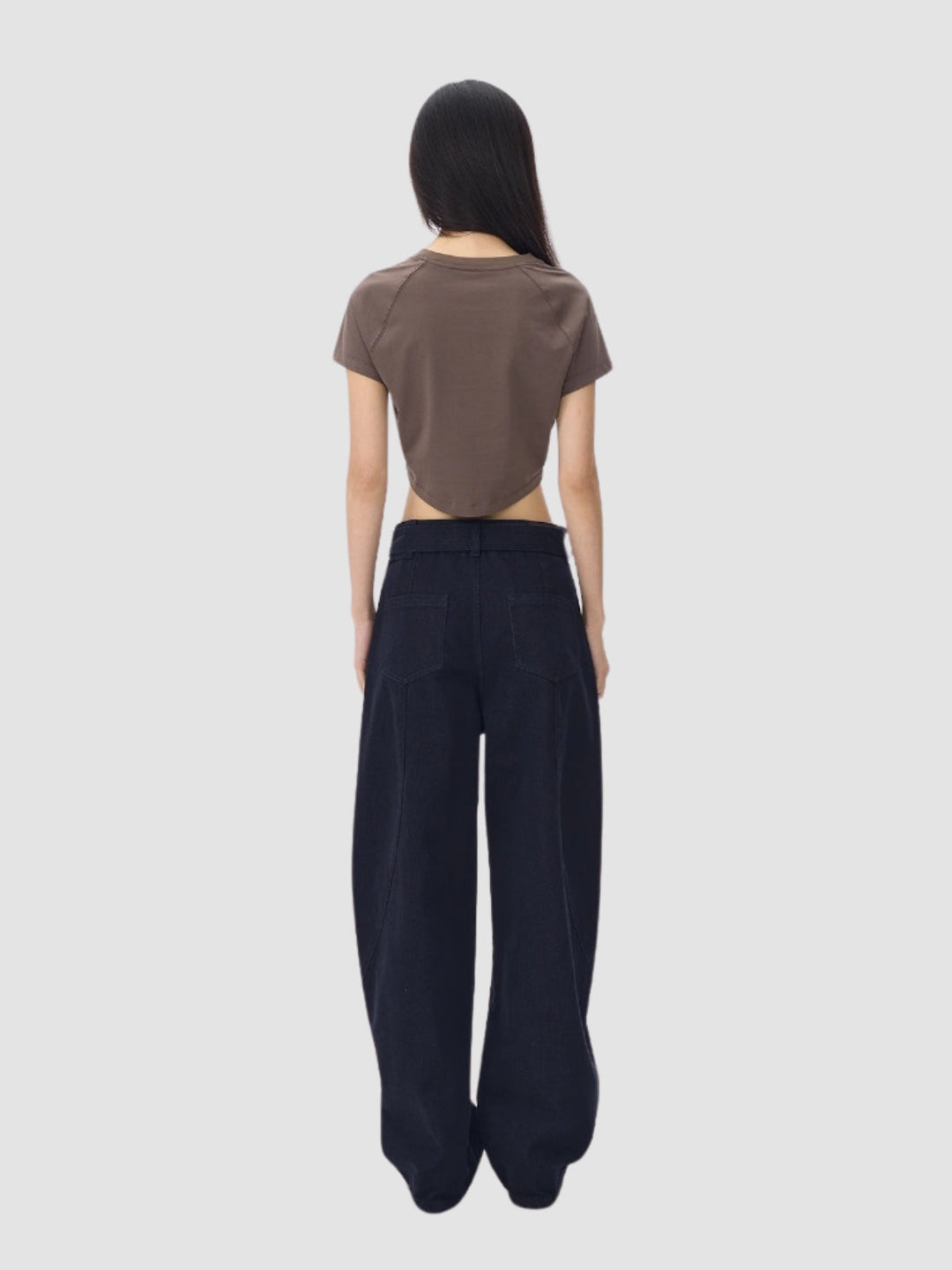 WLS Ribbon Commuting Twist Seam Casual Jeans