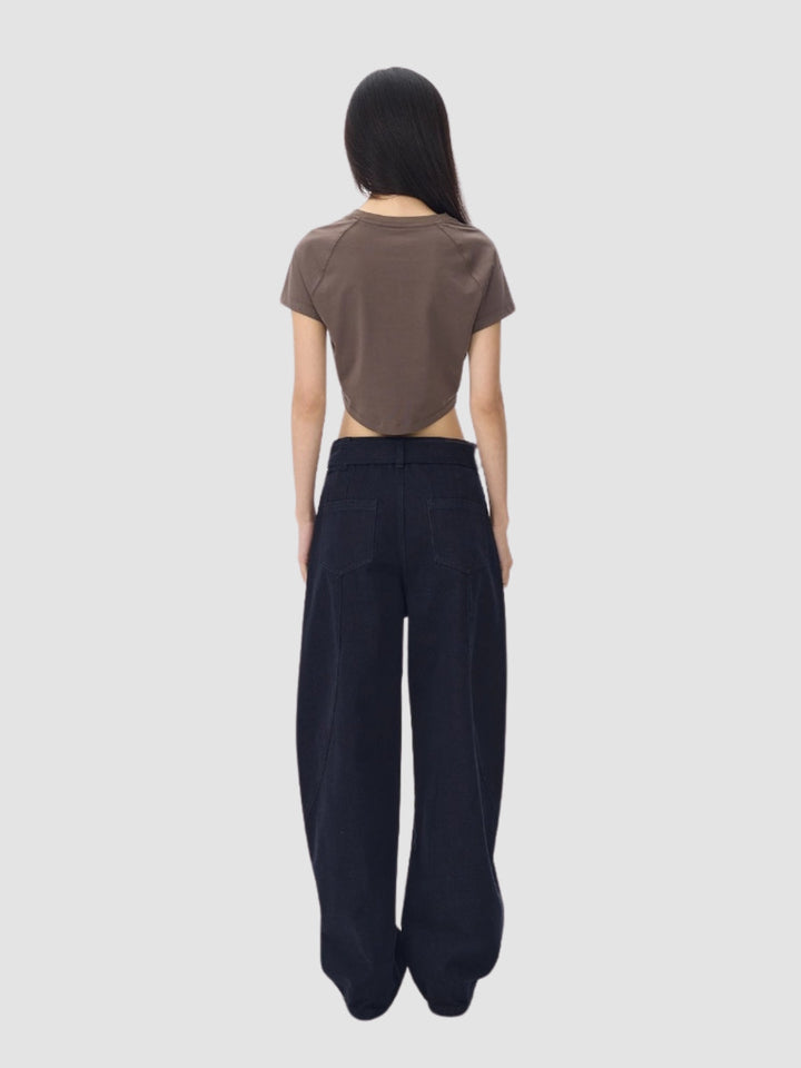 WLS Ribbon Commuting Twist Seam Casual Jeans