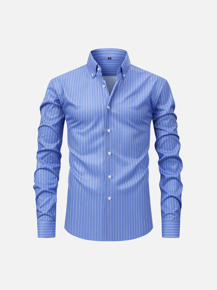Non-Iron Stretch Vertical Stripe Dress Shirt