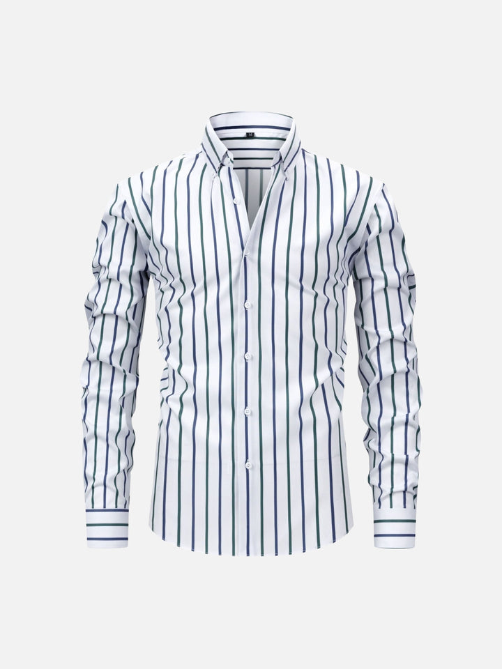 Non-Iron Stretch Vertical Stripe Dress Shirt