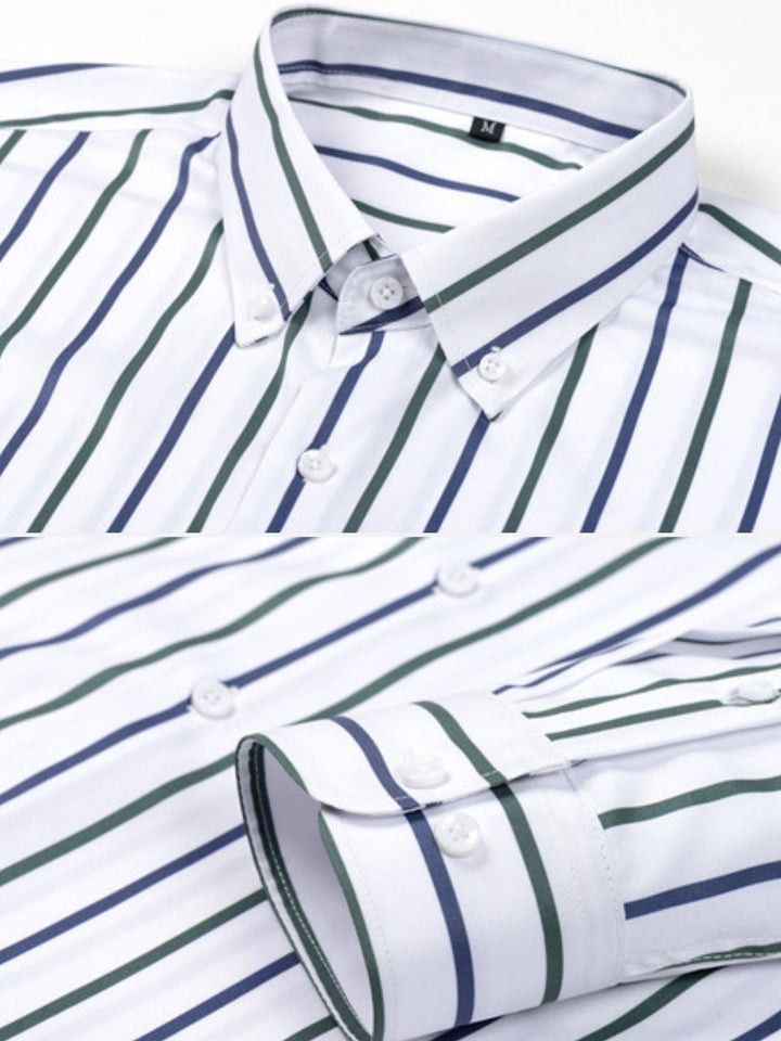 Non-Iron Stretch Vertical Stripe Dress Shirt