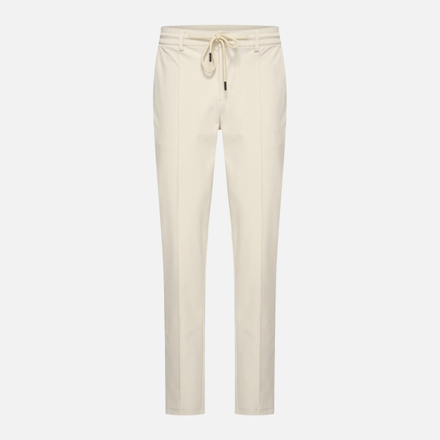 Beige Pantalon Pintuck Seam