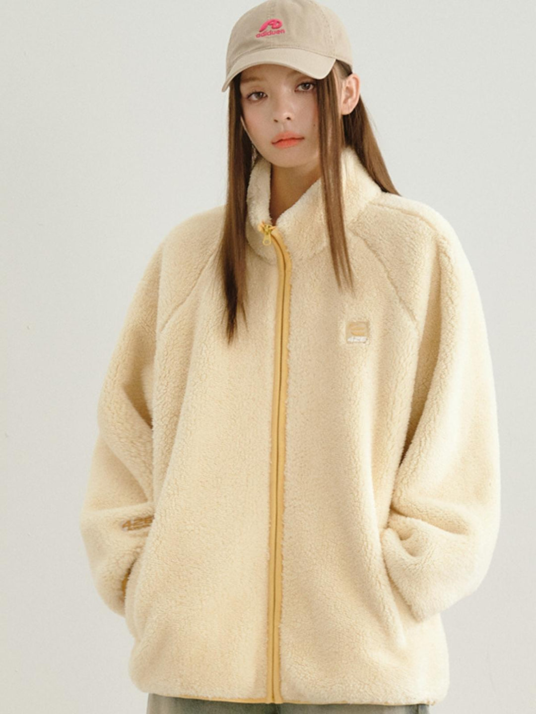 We Love Street Loose Contrasting Color Edging Cotton Plush Jacket