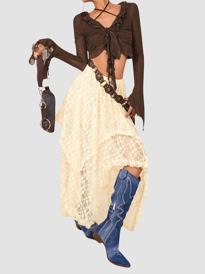 WLS Retro Nomadic Mesh Irregular Long Skirt