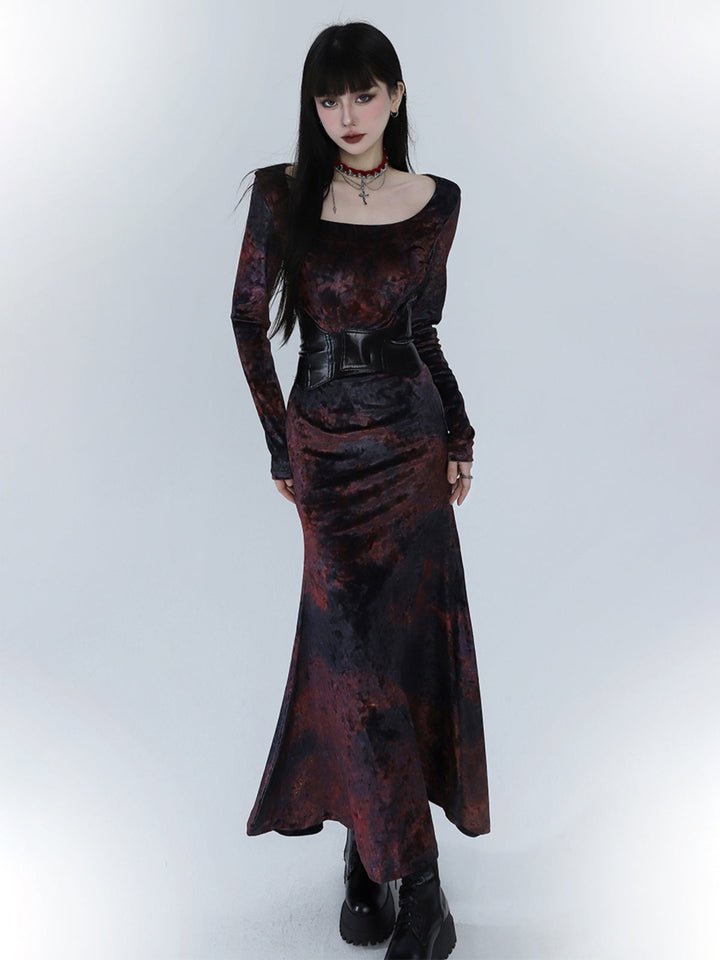 WLS Red Velvet Fishtail Dress