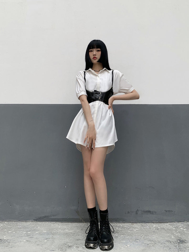 WLS  Waistband White Shirt Dress