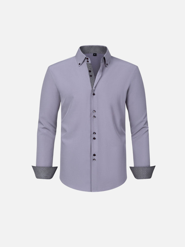Color-Match Four-Way Contrast Stretch Shirt