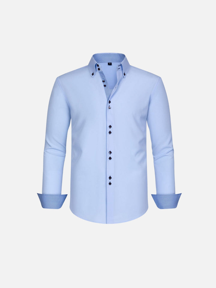 Color-Match Four-Way Contrast Stretch Shirt