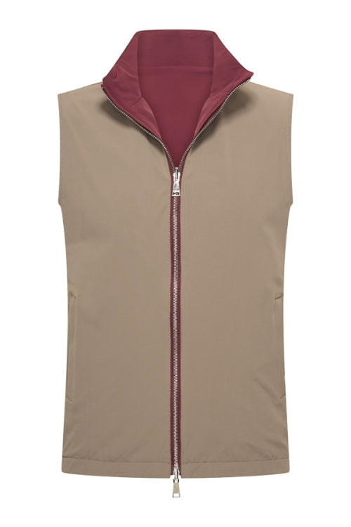 Reversible Gillet Red/ Beige