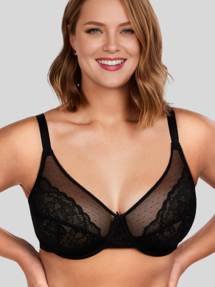 Enchante Floral Lace Unlined Comfort Non-padded Full Coverage Plus Size Underwire Bra