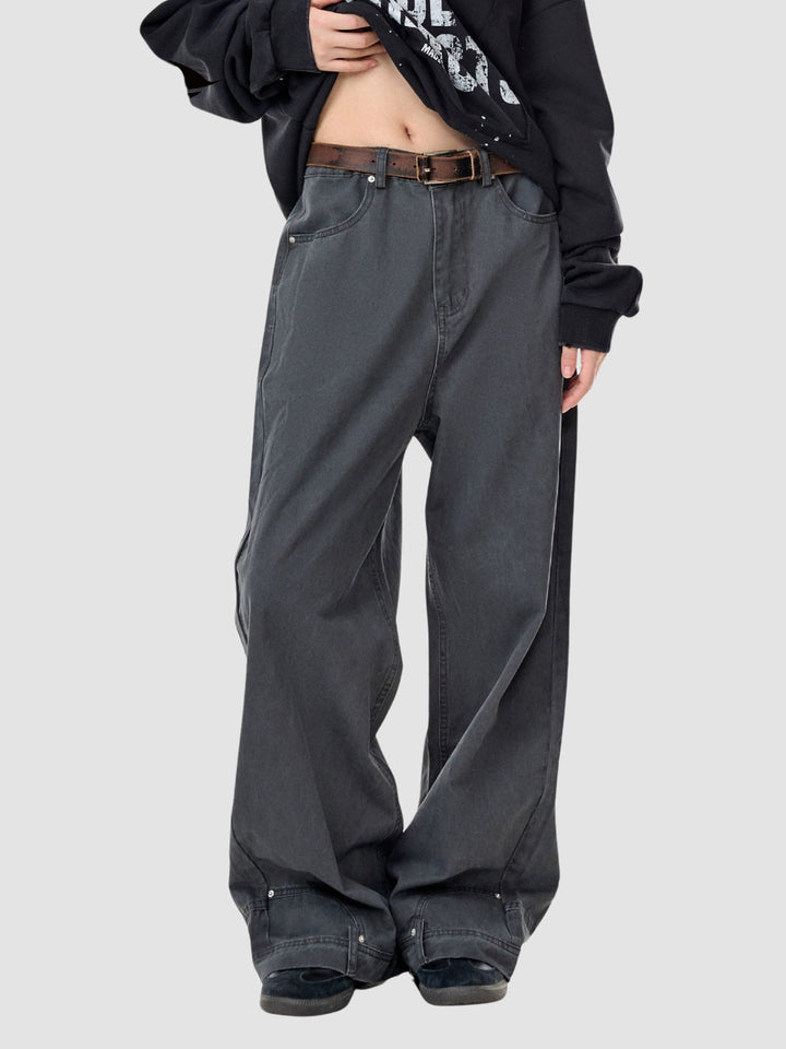 WLS American Rivet Straight-Leg Flared Pants