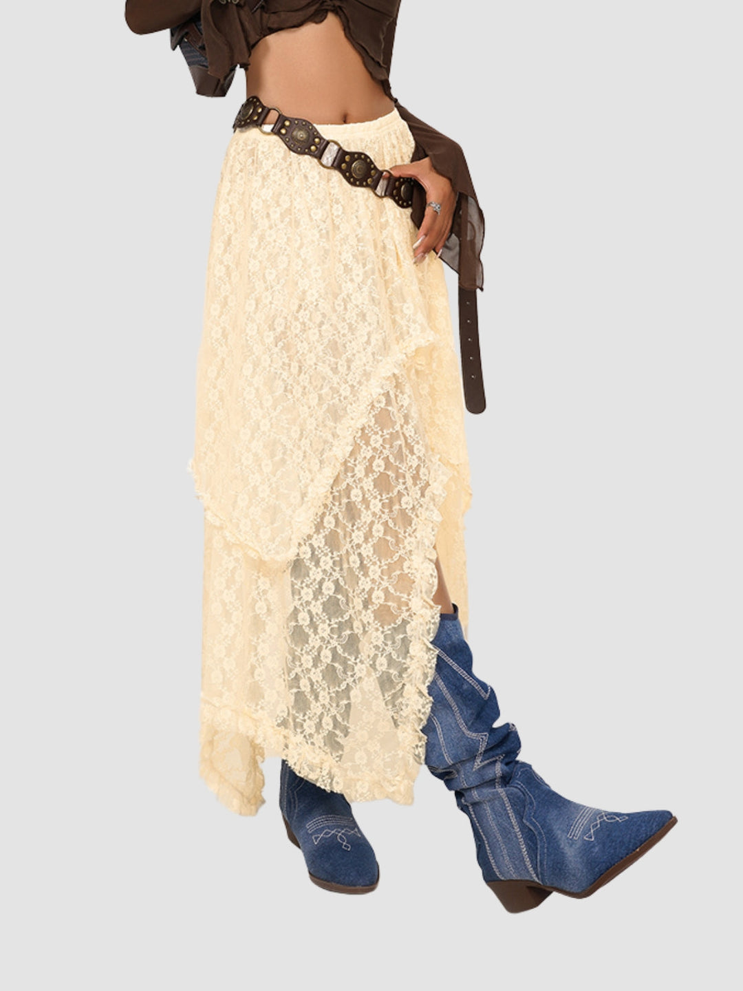 WLS Retro Nomadic Mesh Irregular Long Skirt