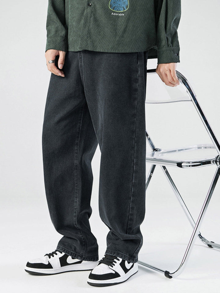 WLS Retro Japanese Washed Loose Straight Long Jeans