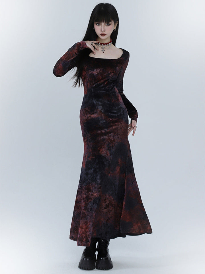 WLS Red Velvet Fishtail Dress