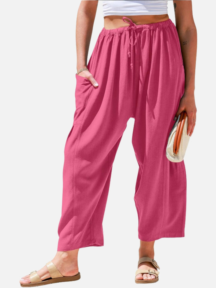 LinenEase High-Waist Harem Trousers