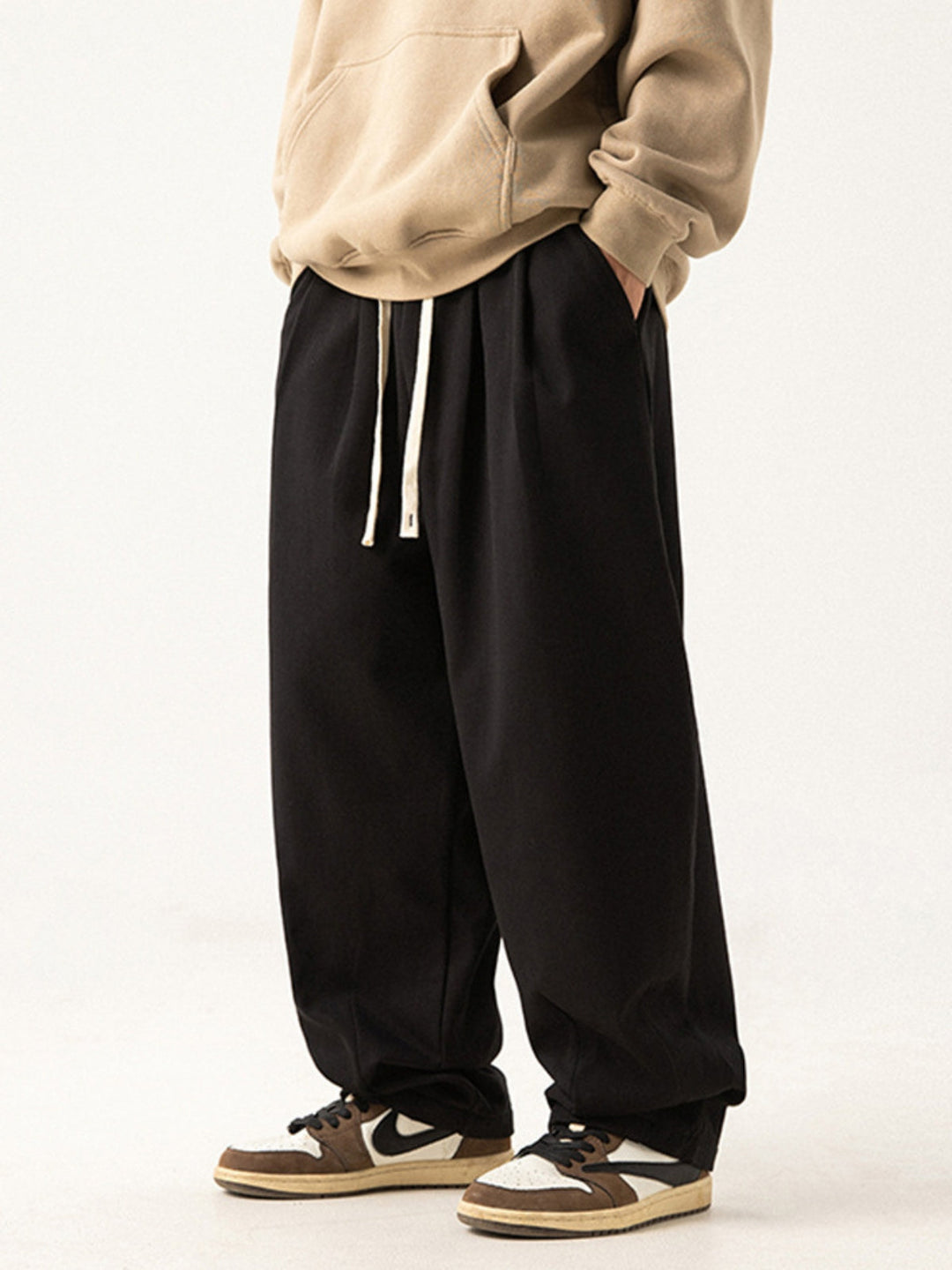 WLS Retro Pleated Loose Thickened Sweatpants