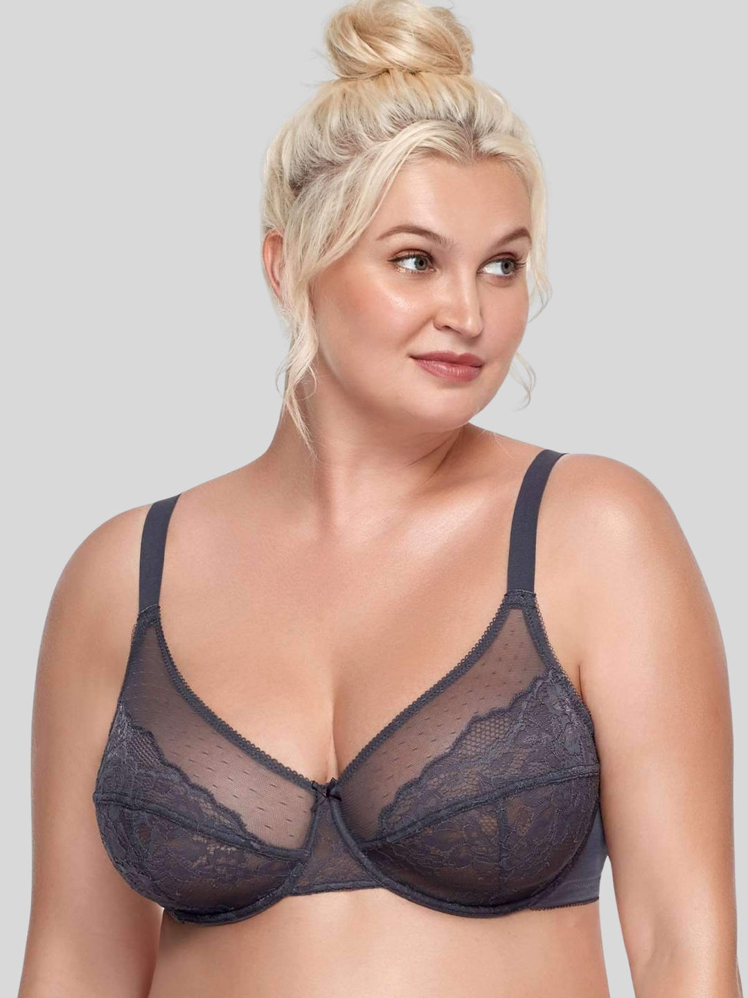 Enchante Floral Lace Unlined Comfort Non-padded Full Coverage Plus Size Underwire Bra