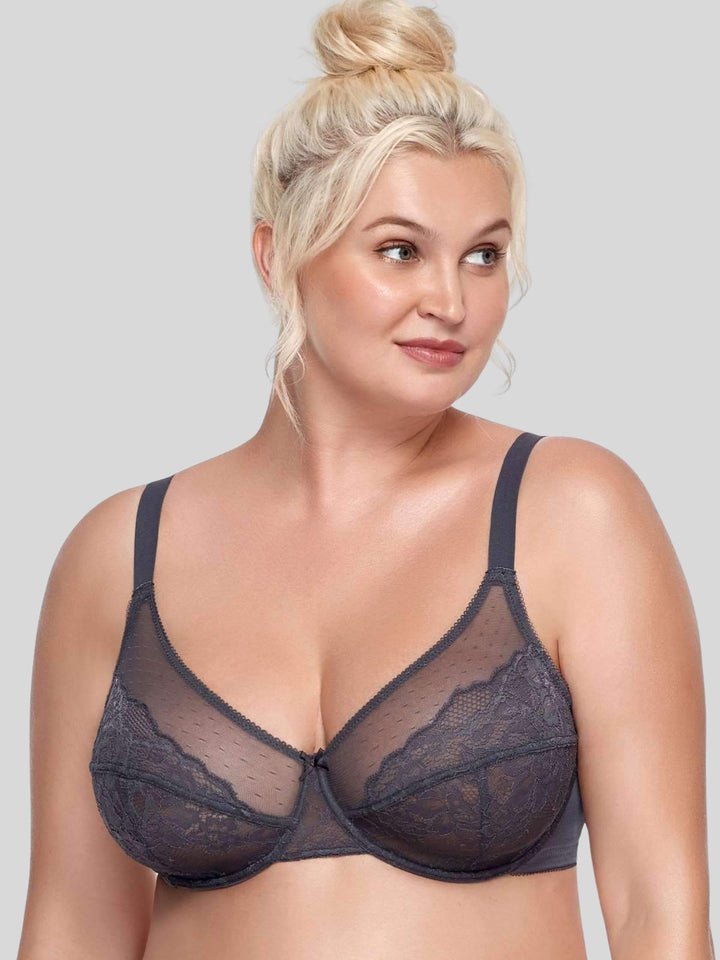 Enchante Floral Lace Unlined Comfort Non-padded Full Coverage Plus Size Underwire Bra