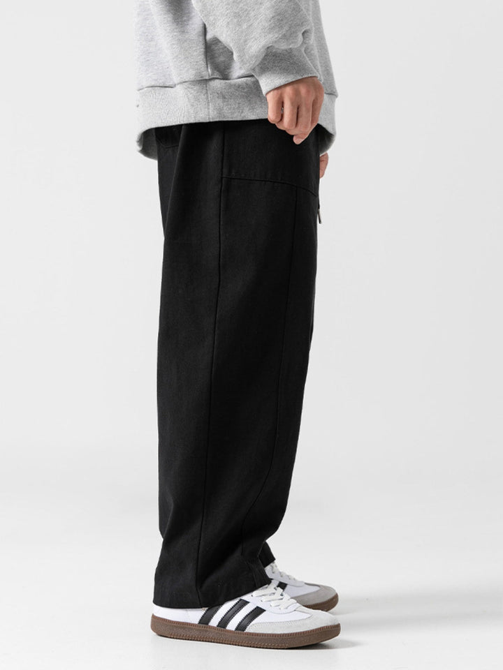 WLS Retro Japanese Straight Textured Splicing Trousers