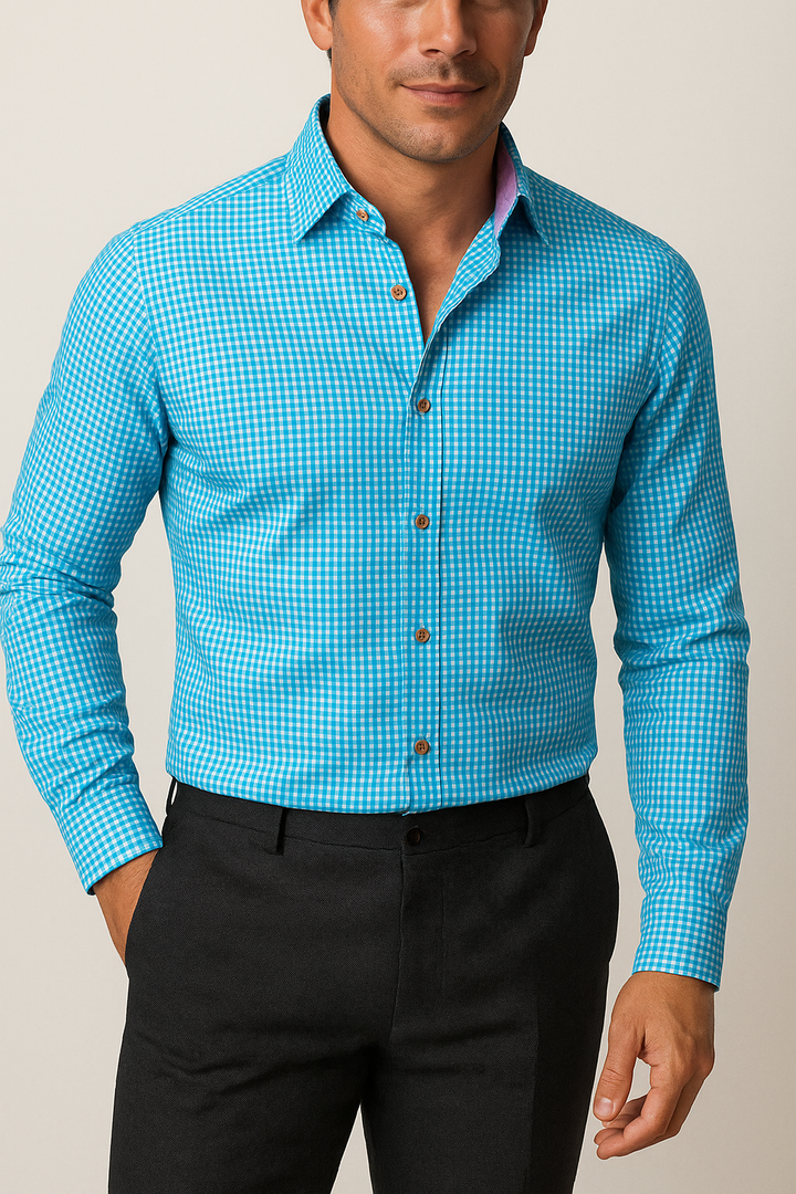 Non-Iron Stretch Gingham Dress Shirt