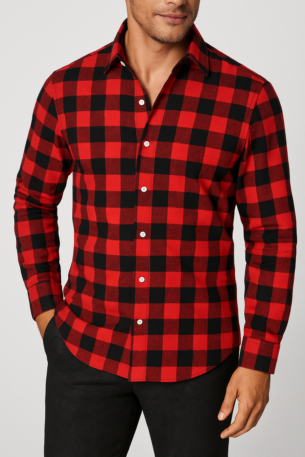 Cotton Buffalo Plaid Flannel Shirt