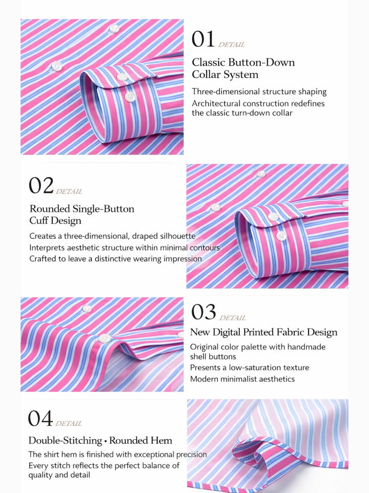 Striped Digital Print Lapel Shirt