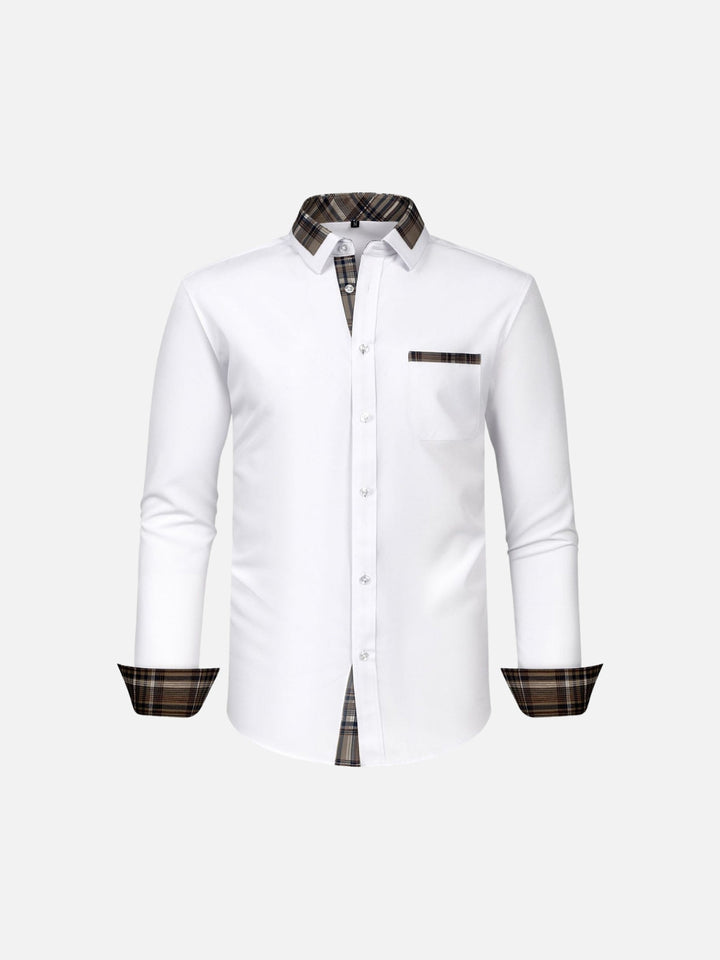 Non-Iron 4-Way Stretch Contrast Trim Dress Shirt