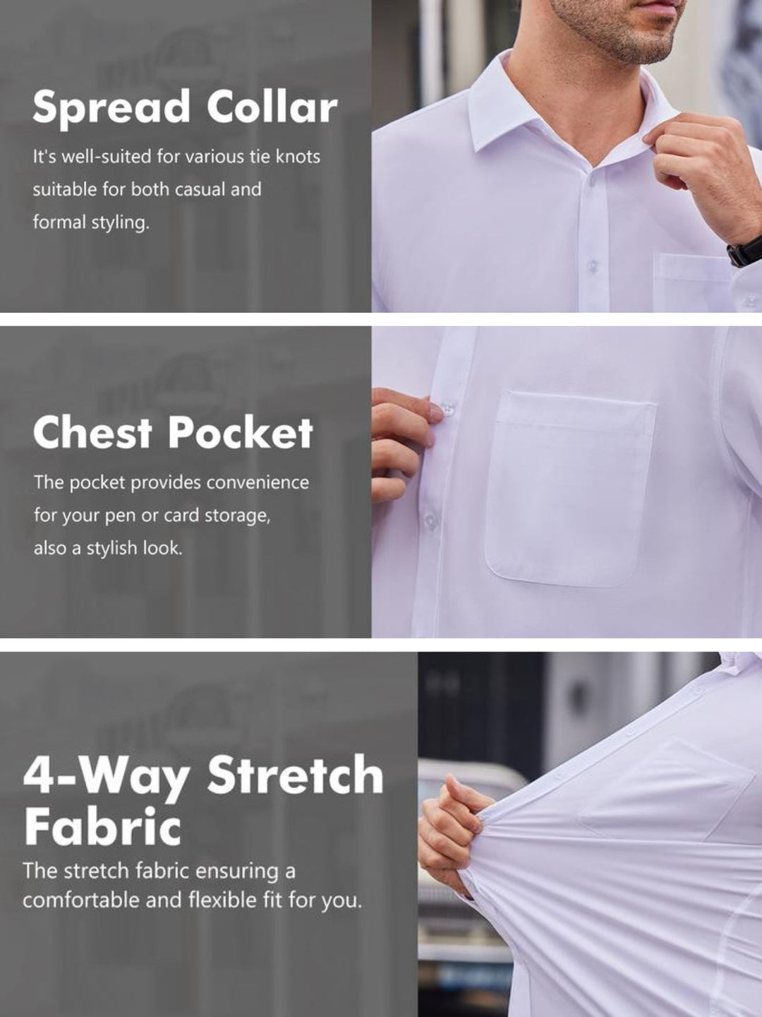 Non-Iron Front Pocket 4-Way Stretch Dress Shirt