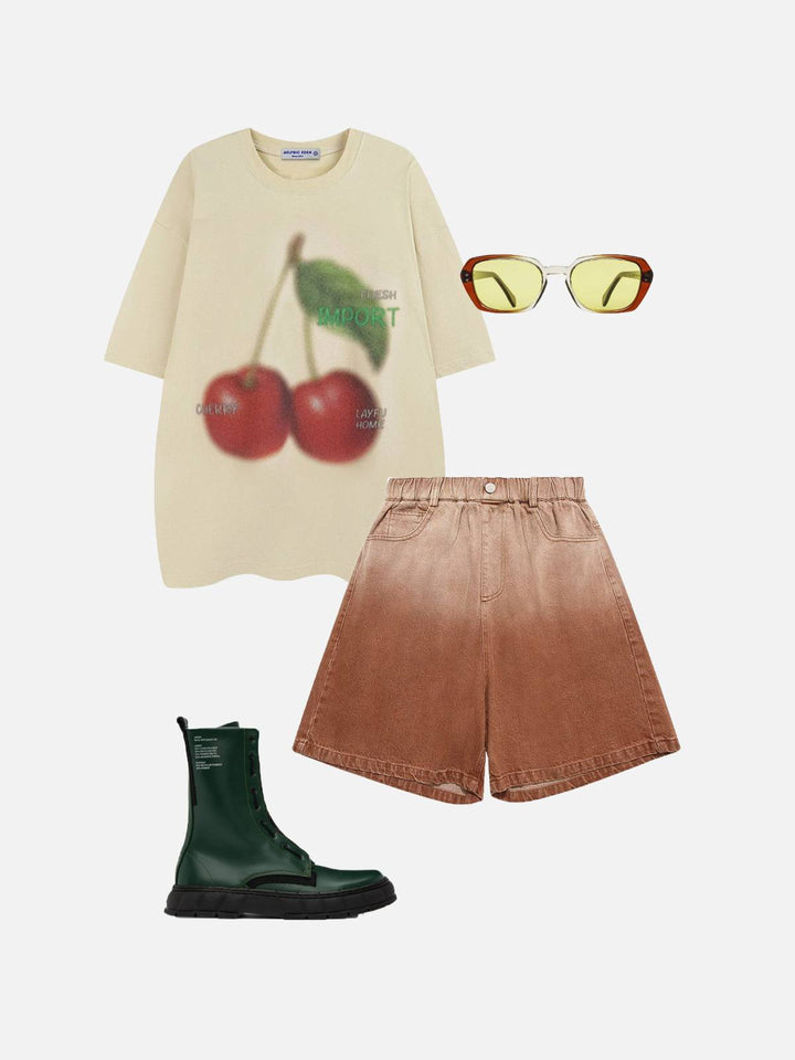 WLS Blurring Cherry Print Tee