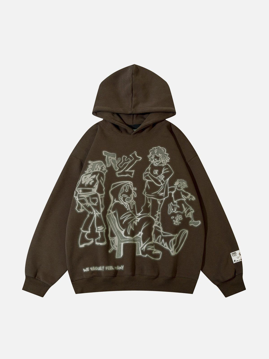 We Love Street Cartoon Line Character Print Hoodie