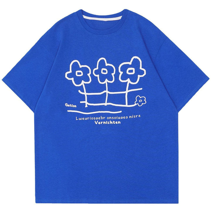 WLS Three Flowers Small Flower Graphic Tee