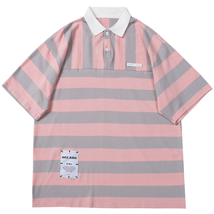 WLS Stripe Color Matching Polo Collar Tee