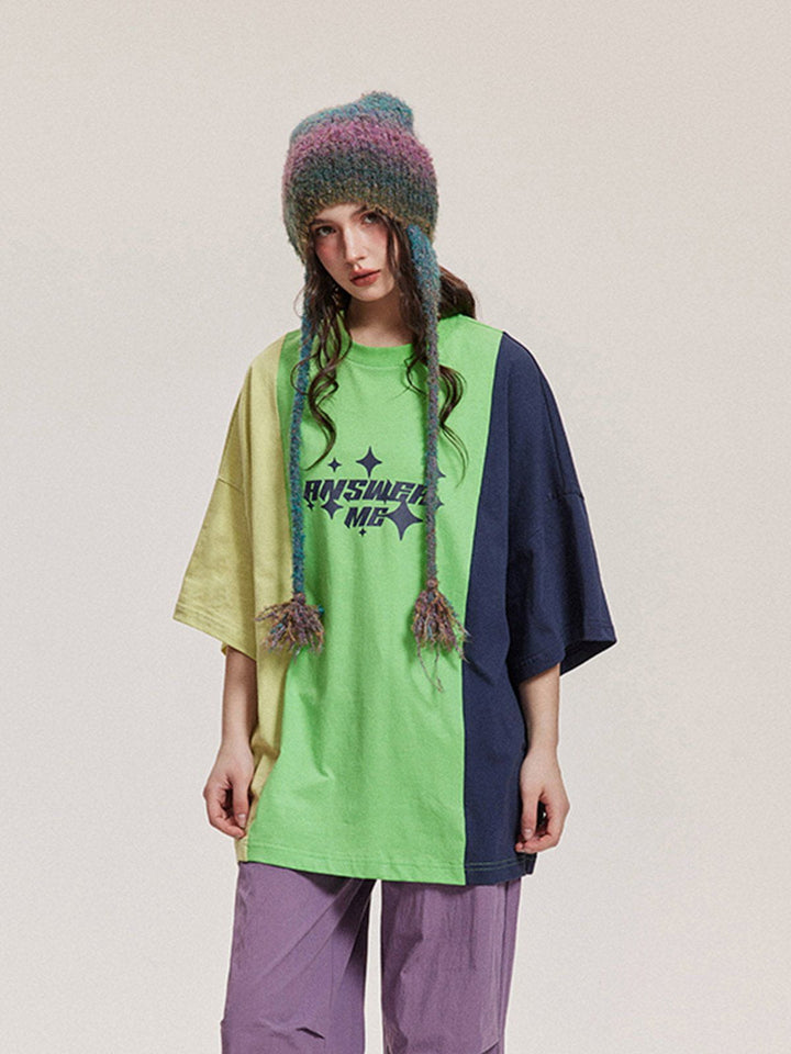 WLS Letter Print Color Block Tee