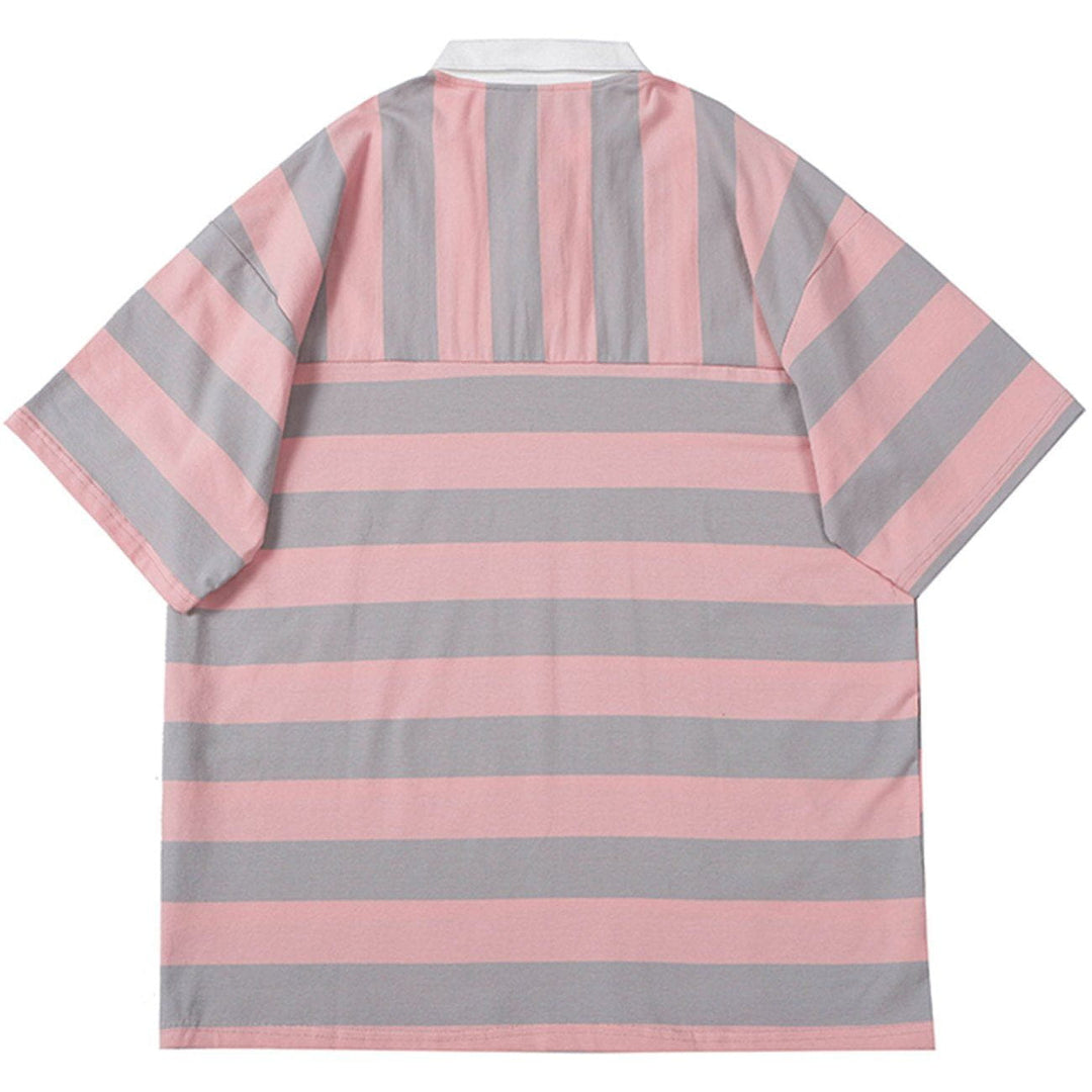 WLS Stripe Color Matching Polo Collar Tee