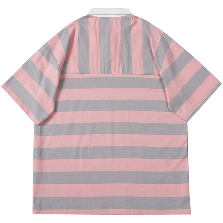 WLS Stripe Color Matching Polo Collar Tee