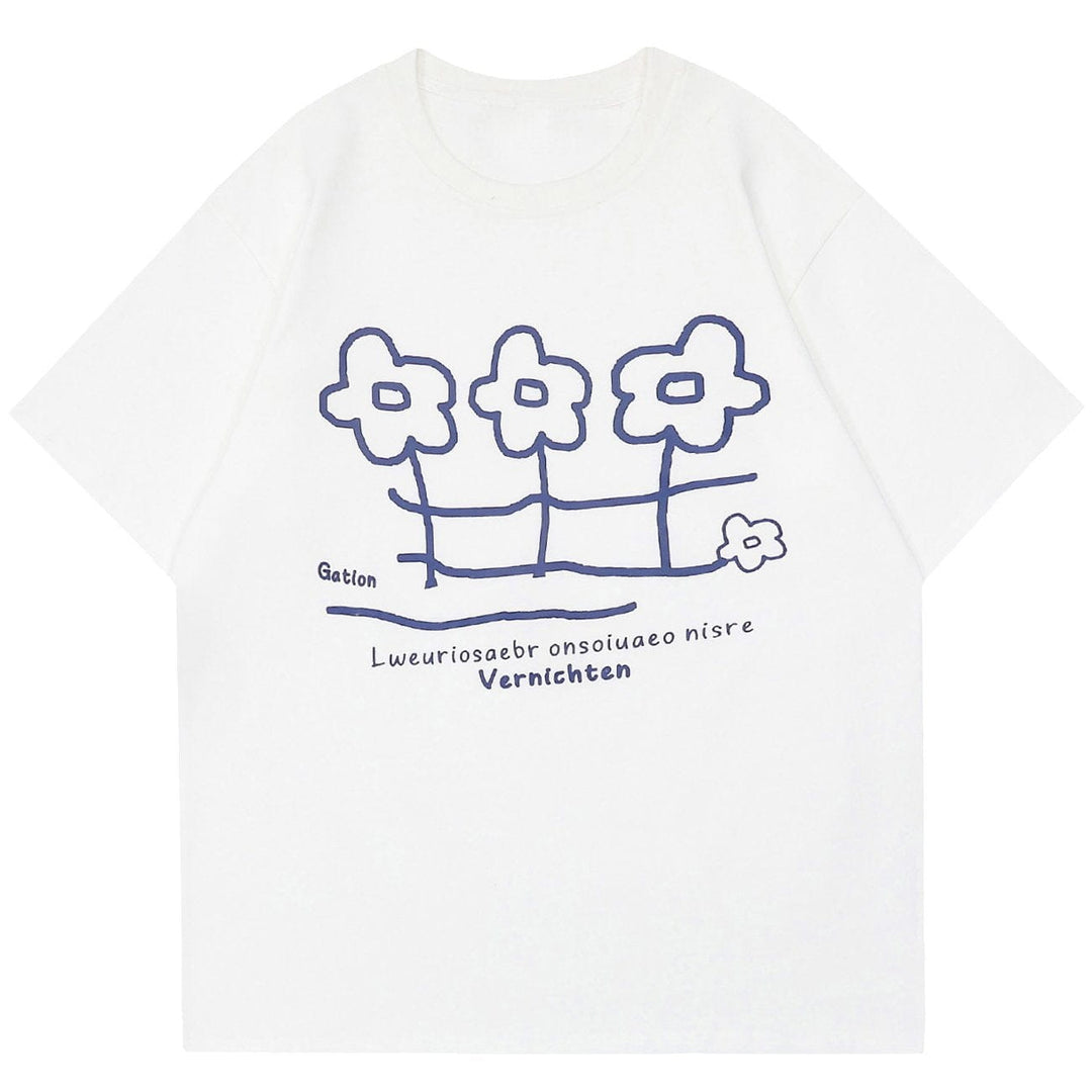 WLS Three Flowers Small Flower Graphic Tee