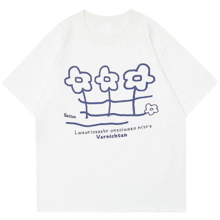 WLS Three Flowers Small Flower Graphic Tee