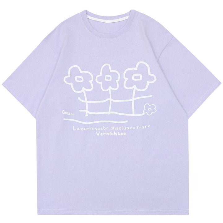 WLS Three Flowers Small Flower Graphic Tee