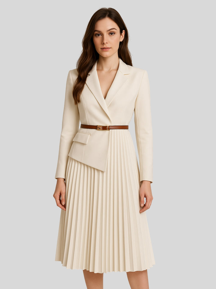 WLS French Style Slim Suit Dress With Belt